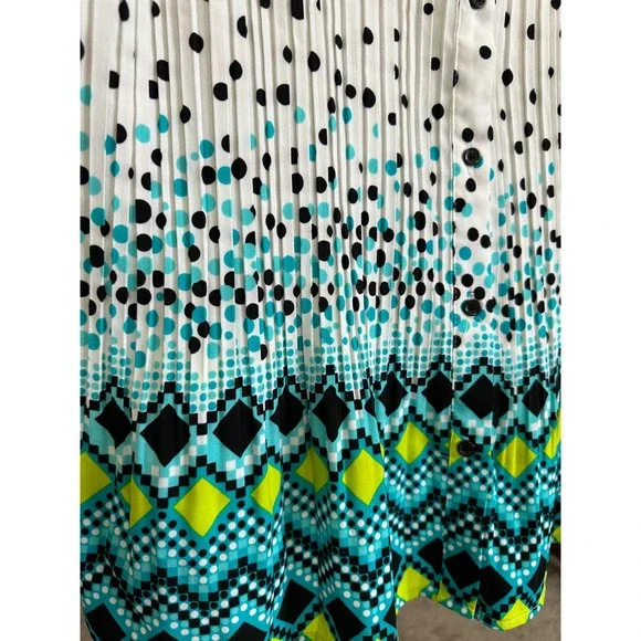 Maggie Barnes Plus Sz 4X Sleeveless Pleated Polka Dot Geometric Print Shirt Top - Picture 4 of 5